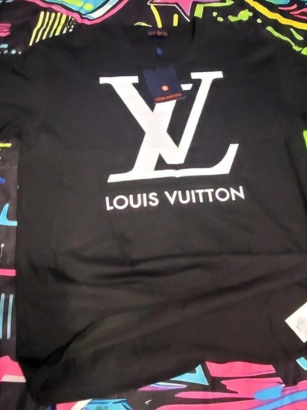 Louis Vuitton Logo Short Sleeve T-Shirt in Black & White NWT